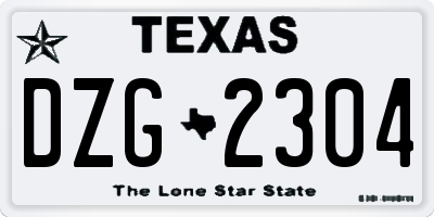 TX license plate DZG2304