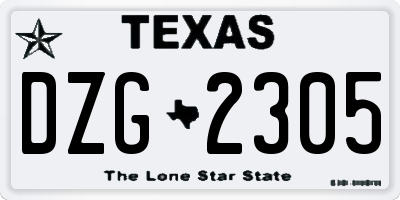 TX license plate DZG2305