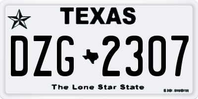 TX license plate DZG2307