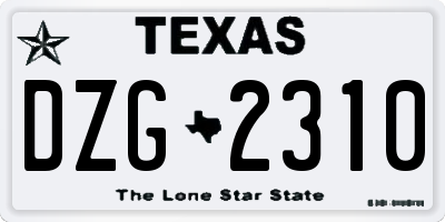 TX license plate DZG2310
