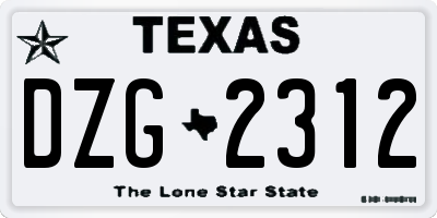 TX license plate DZG2312