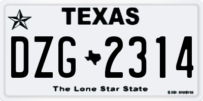 TX license plate DZG2314