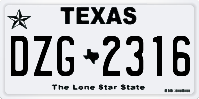 TX license plate DZG2316