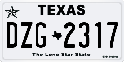 TX license plate DZG2317