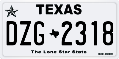 TX license plate DZG2318