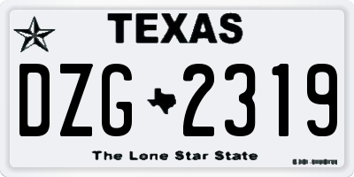 TX license plate DZG2319