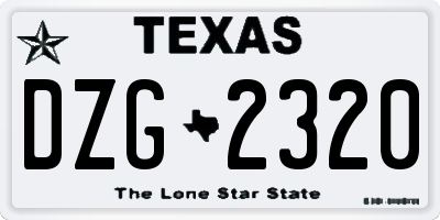 TX license plate DZG2320