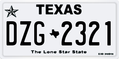 TX license plate DZG2321