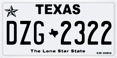 TX license plate DZG2322