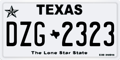 TX license plate DZG2323