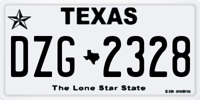 TX license plate DZG2328