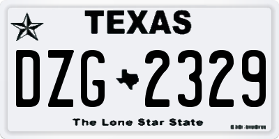 TX license plate DZG2329