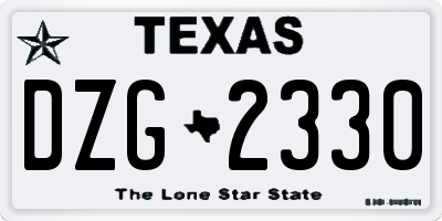 TX license plate DZG2330