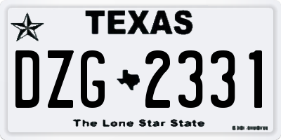 TX license plate DZG2331