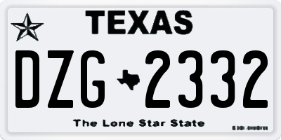 TX license plate DZG2332