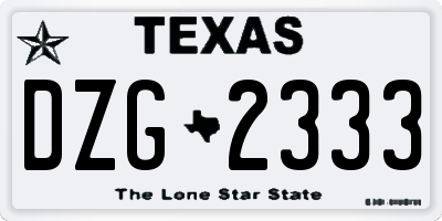 TX license plate DZG2333