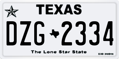 TX license plate DZG2334