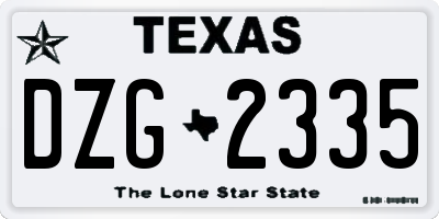 TX license plate DZG2335