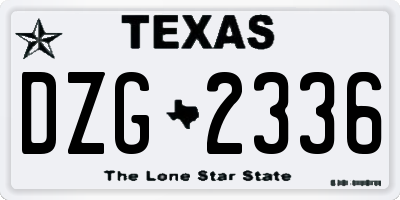 TX license plate DZG2336