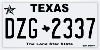 TX license plate DZG2337