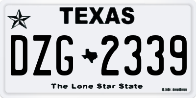 TX license plate DZG2339