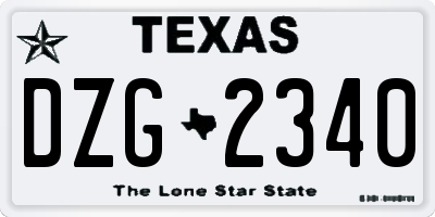TX license plate DZG2340