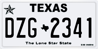TX license plate DZG2341