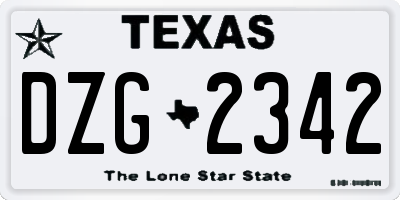 TX license plate DZG2342