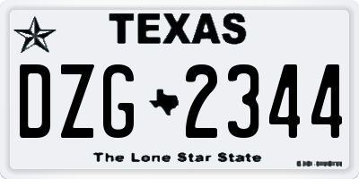 TX license plate DZG2344