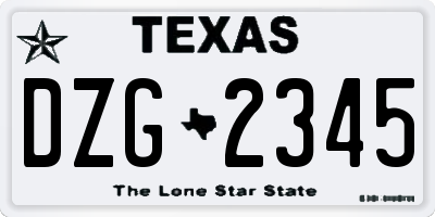 TX license plate DZG2345