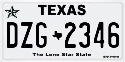 TX license plate DZG2346