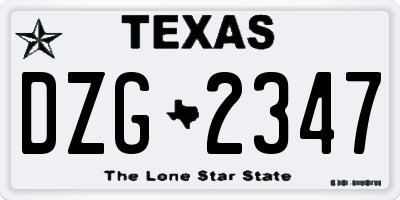 TX license plate DZG2347