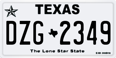 TX license plate DZG2349