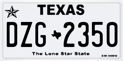 TX license plate DZG2350