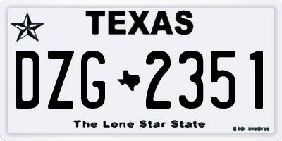 TX license plate DZG2351