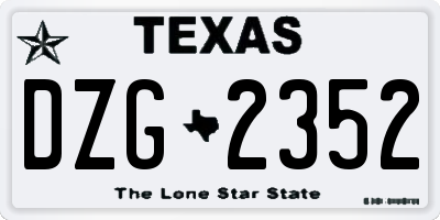 TX license plate DZG2352