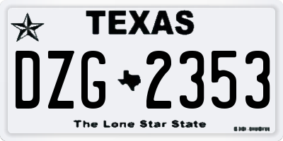 TX license plate DZG2353