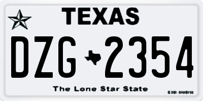 TX license plate DZG2354