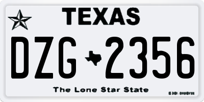 TX license plate DZG2356