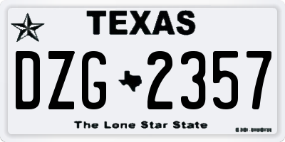 TX license plate DZG2357