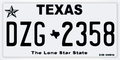 TX license plate DZG2358