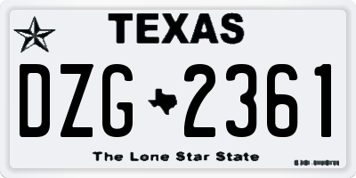 TX license plate DZG2361