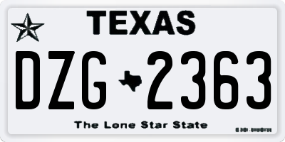 TX license plate DZG2363