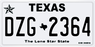 TX license plate DZG2364
