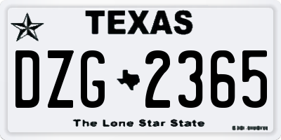 TX license plate DZG2365