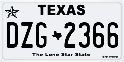 TX license plate DZG2366