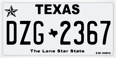 TX license plate DZG2367