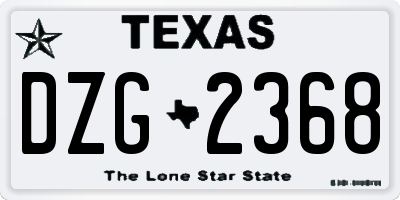 TX license plate DZG2368