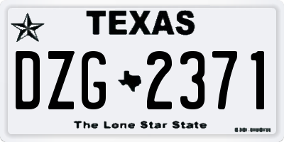 TX license plate DZG2371
