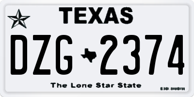 TX license plate DZG2374